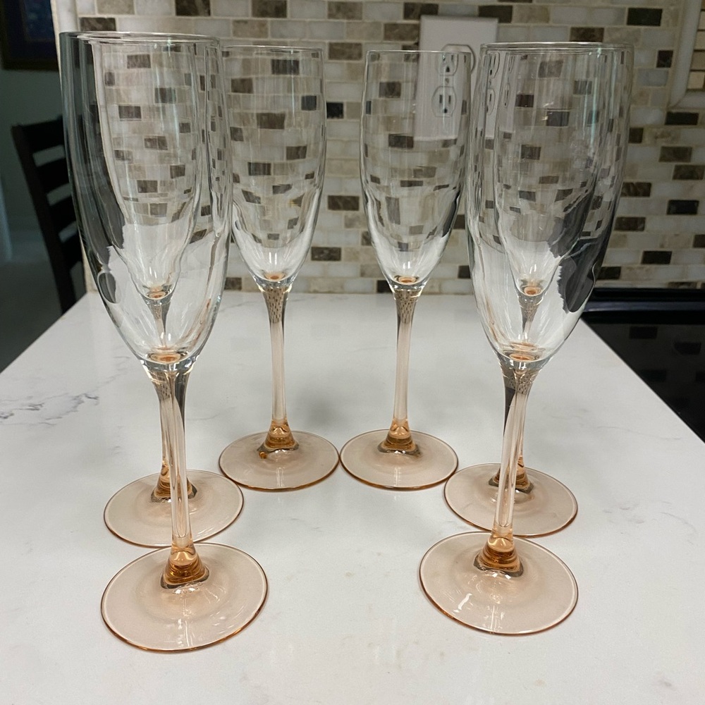 Pink Champagne Flutes Elegant Drinkware Set
